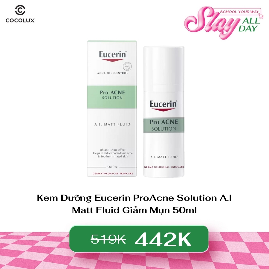 Kem Dưỡng Eucerin ProAcne Solution A.I Matt Fluid Giảm Mụn 50ml