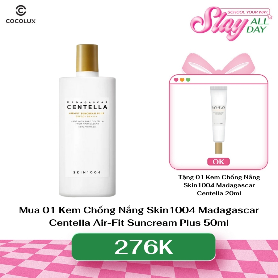 Kem Chống Nắng Skin1004 Madagascar Centella Air-Fit Suncream Plus SPF50+ PA++++ Chiết Xuất Rau Má 50ml