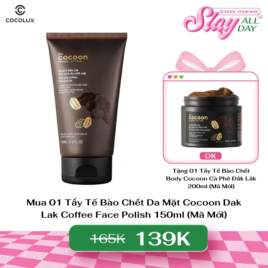 Tẩy Tế Bào Chết Da Mặt Cocoon Dak Lak Coffee Face Polish Cà Phê Đắk Lắk 150ml (Mã Mới)