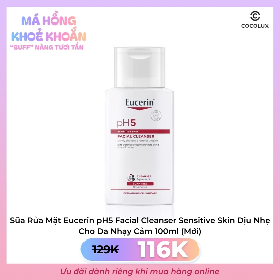 Sữa Rửa Mặt Eucerin pH5 Facial Cleanser Sensitive Skin Dịu Nhẹ Cho Da Nhạy Cảm 100ml (Mới)