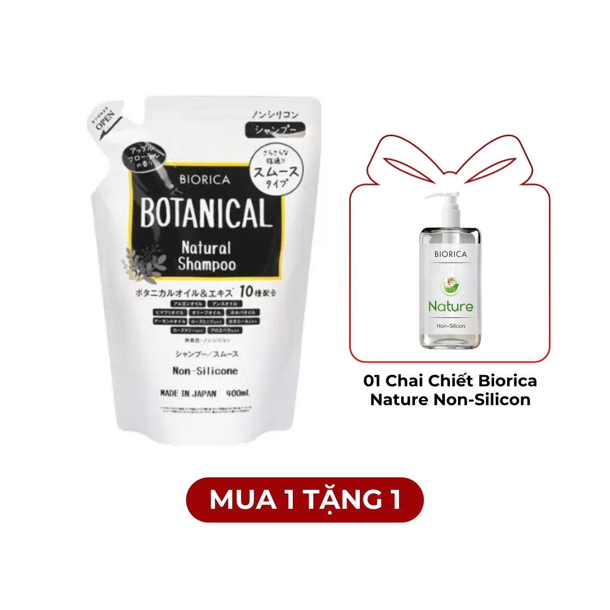 Dầu Gội Biorica Botanical Natural Non-Silicone 400ml - Táo Đen