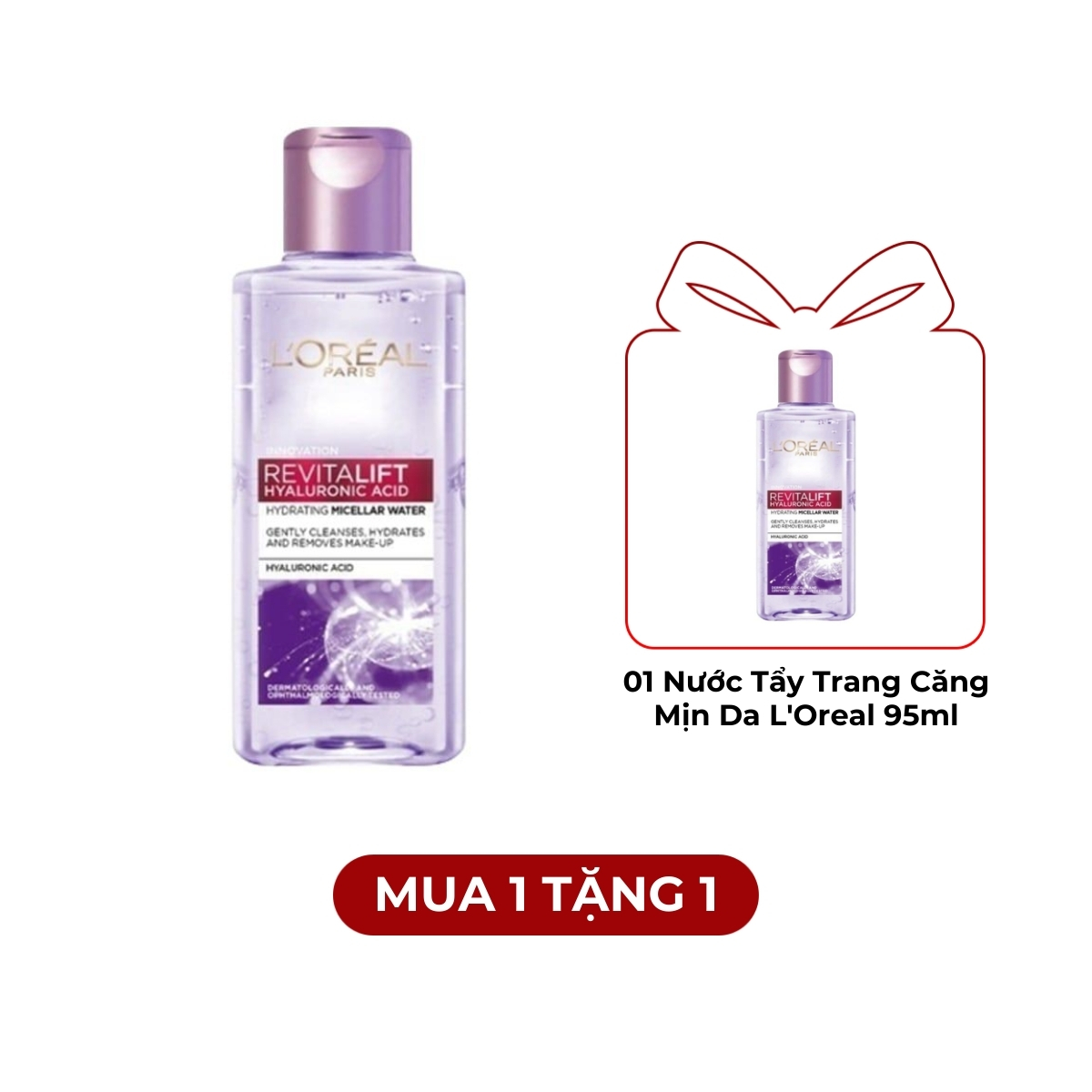 Nước Tẩy Trang Giúp Căng Mịn Da L'Oreal Paris Revitalift Hyaluronic Acid Micellar Water 95ml