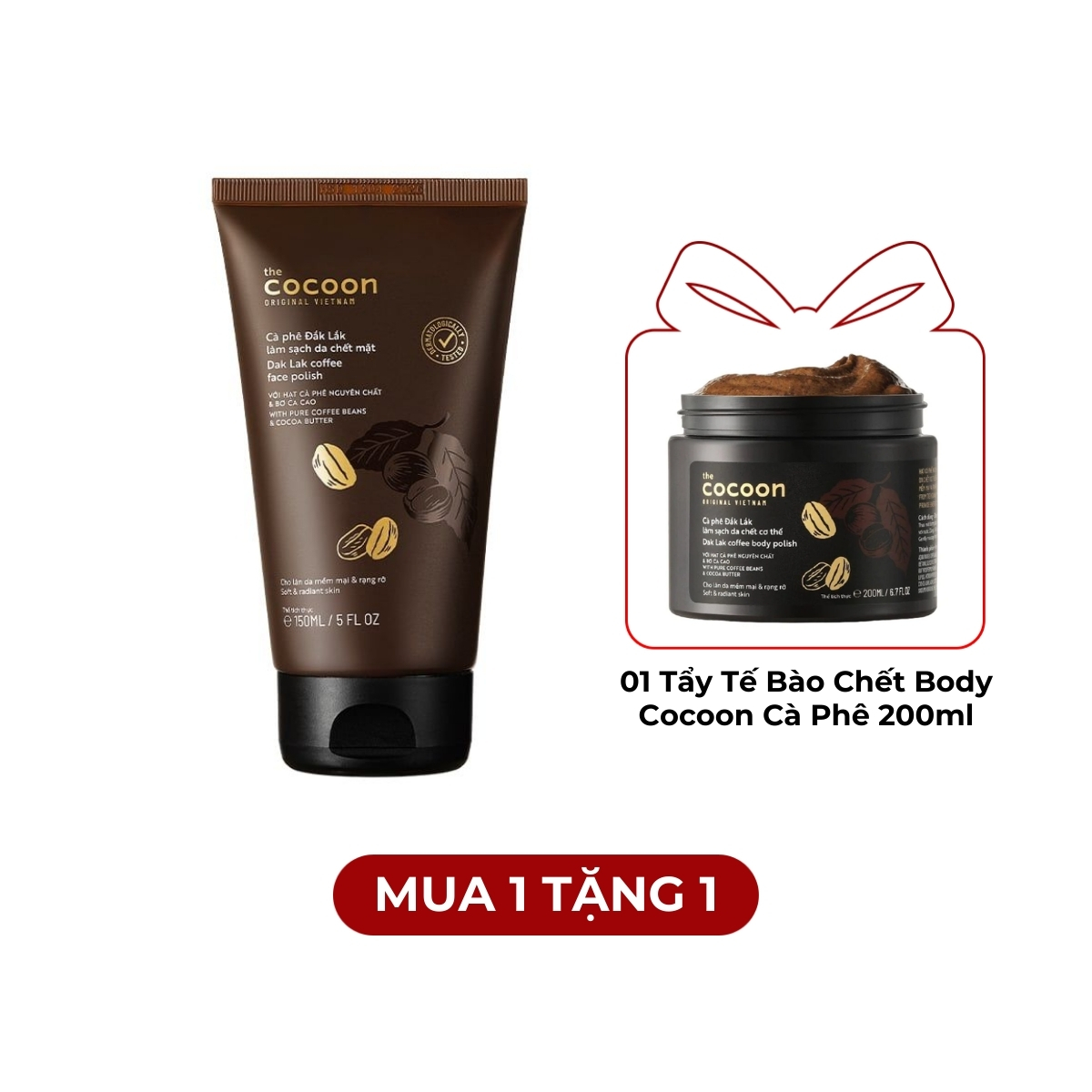 Tẩy Tế Bào Chết Da Mặt Cocoon Dak Lak Coffee Face Polish Cà Phê Đắk Lắk 150ml (Mã Mới)