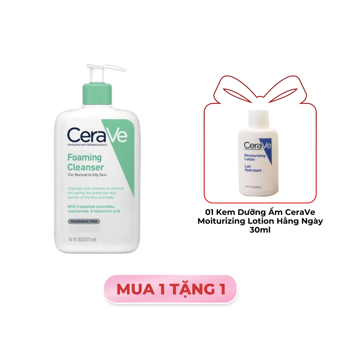 Sữa Rửa Mặt CeraVe Foaming Cleanser Màu Xanh Ngọc 473ml