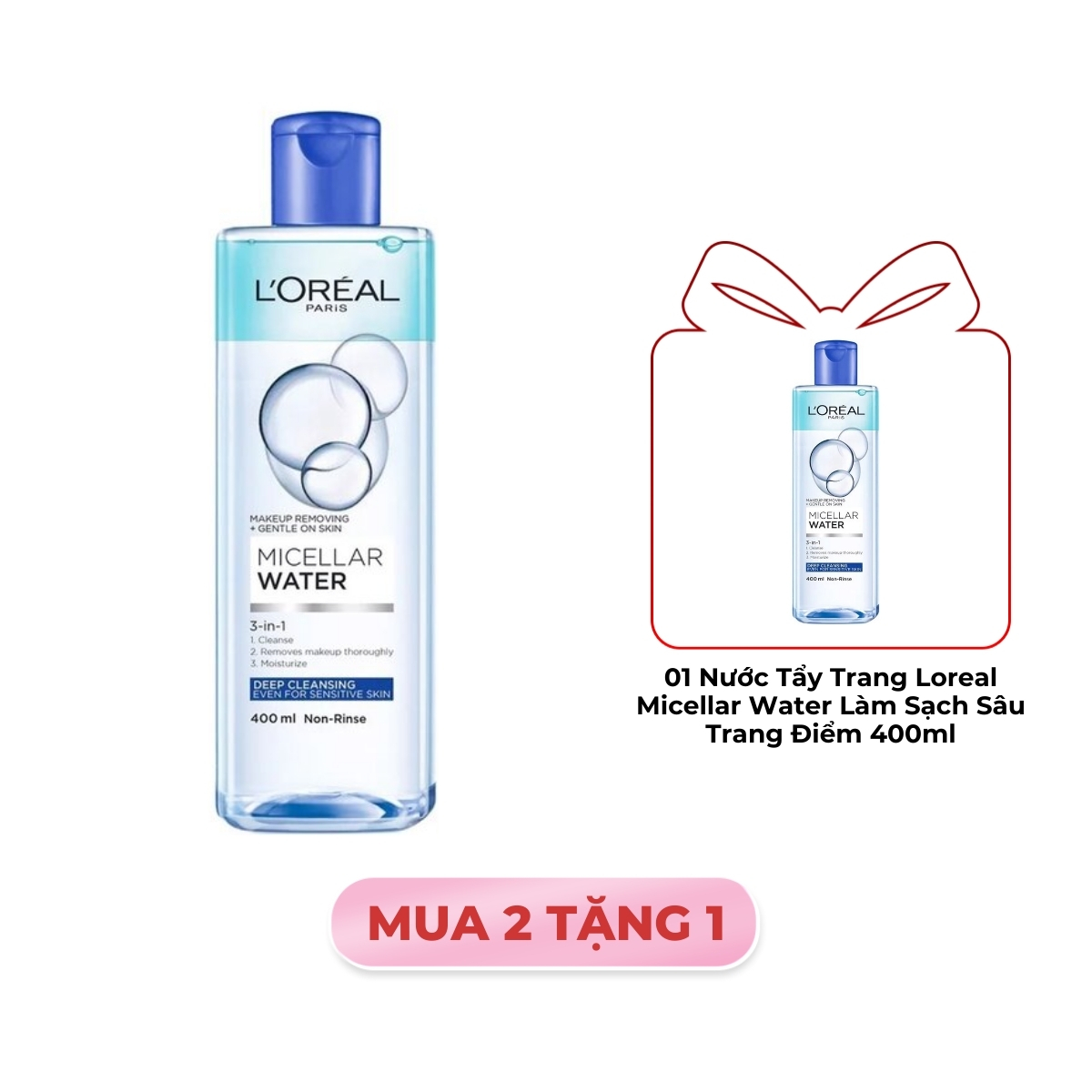 Nước Tẩy Trang L'Oreal Micellar Water Làm Sạch Sâu Trang Điểm 400ml