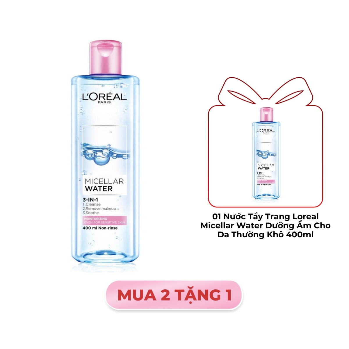 Nước Tẩy Trang L'Oreal Micellar Water Dưỡng Ẩm Cho Da Thường Khô 400ml