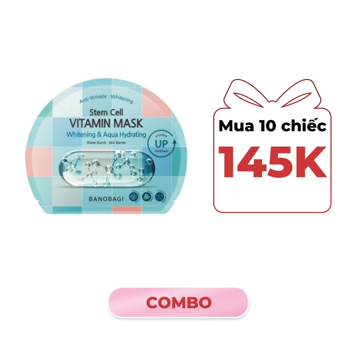 Mặt Nạ Banobagi Stem Cell Vitamin Mask - White & Aqua Hydrating Water Bomb - Skin Barrier