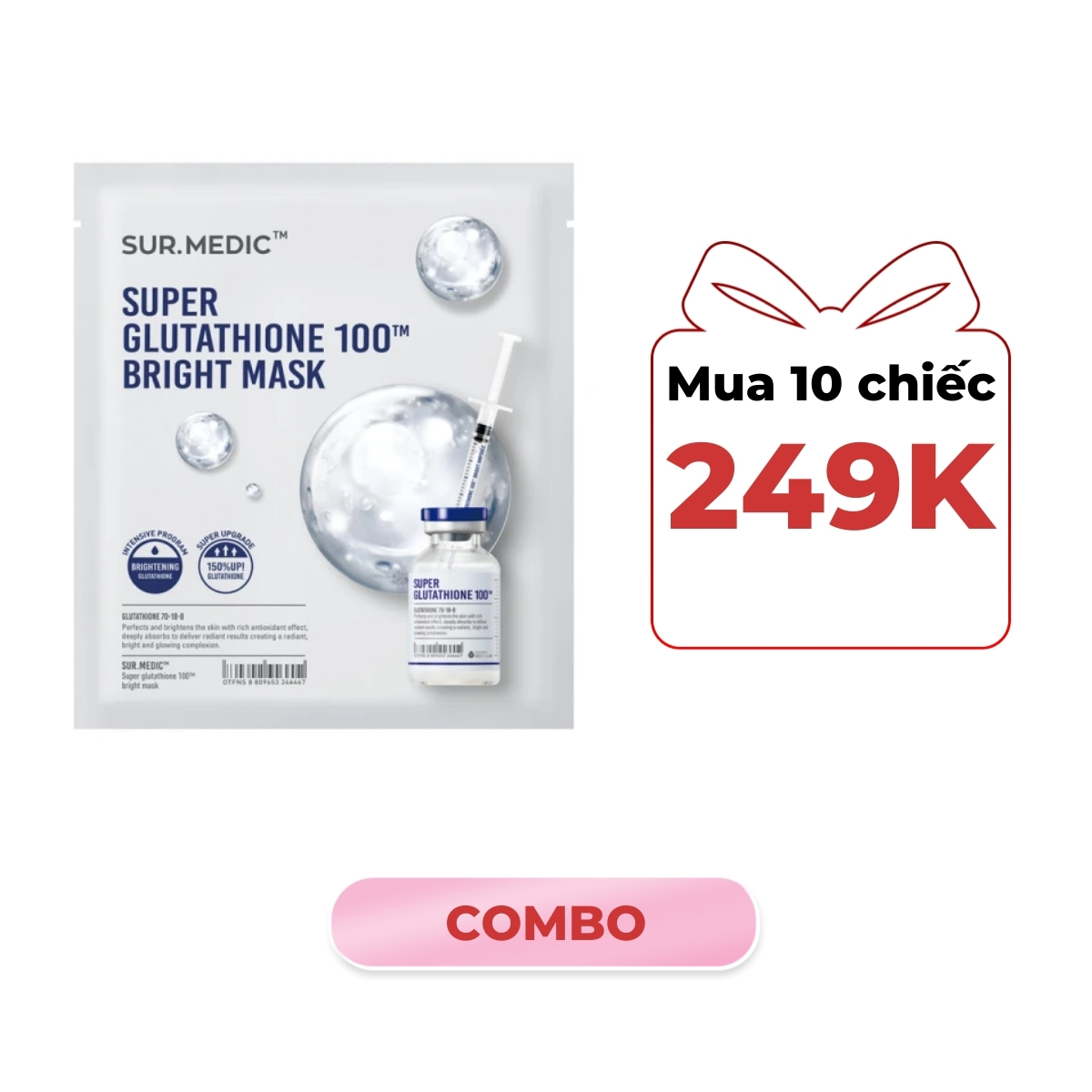 Mặt Nạ Sur.medic+ Super Glutathione 100 Bright Mask Dưỡng Trắng Da 30g 1PCS