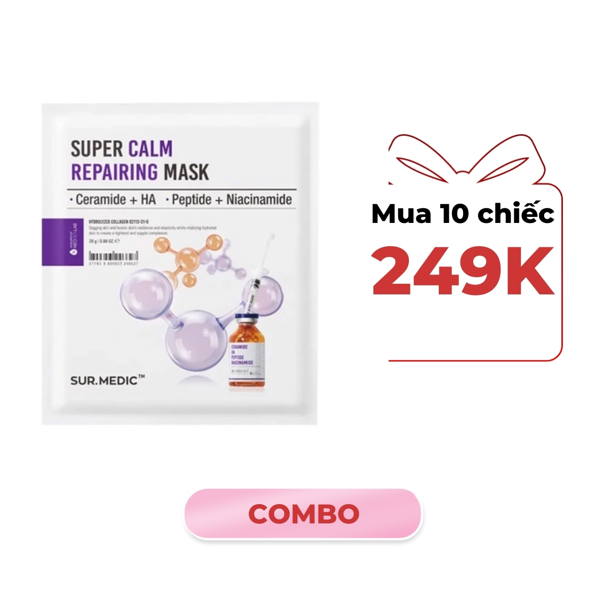 Mặt Nạ Sur.medic+ Super Calm Repairing Mask Phục Hồi, Làm Dịu Da Cấp Tốc 30g 1PCS