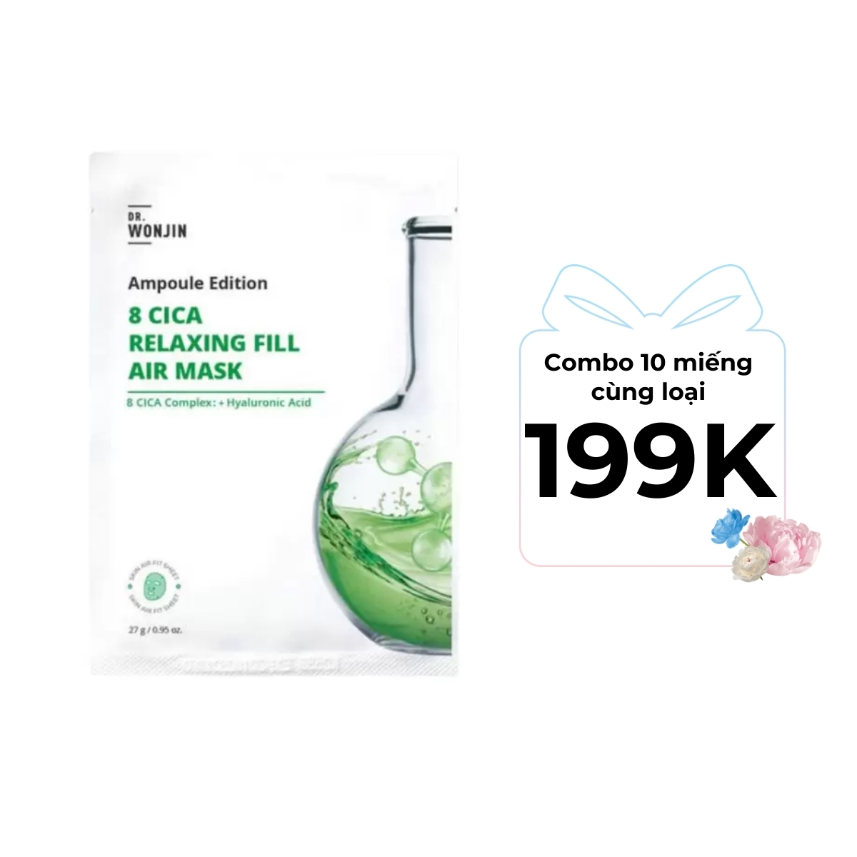 Mặt nạ Dr.Wonjin Ampoule Edition CICA Relaxing Fill Air Mask - Xanh Lá