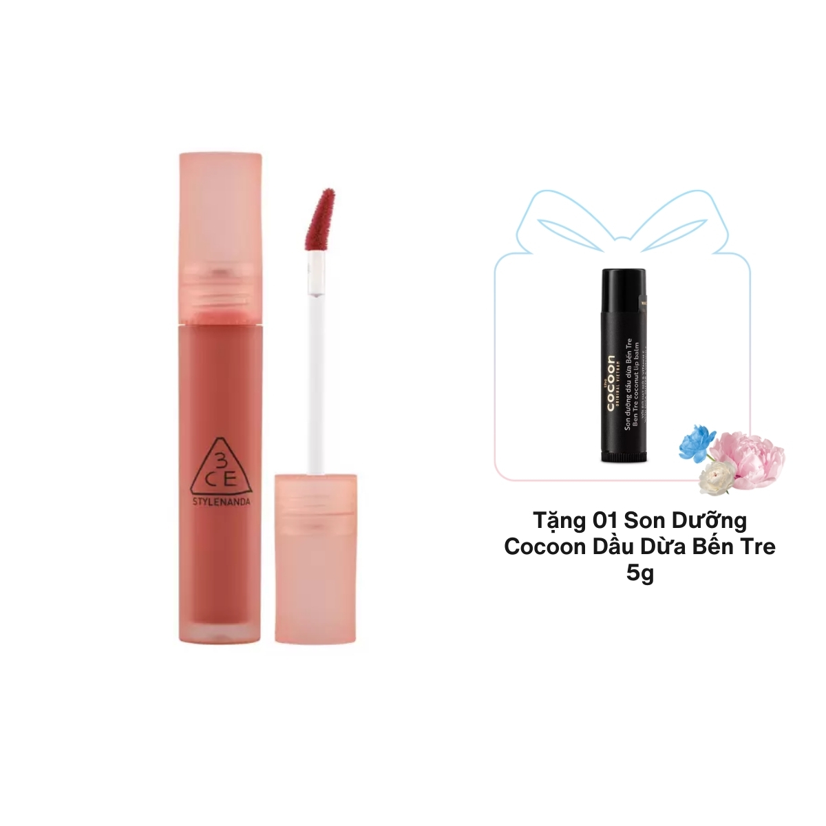 Son Kem 3CE Blur Water Tint Coral Moon Lì Mềm Mượt Môi  4.6g