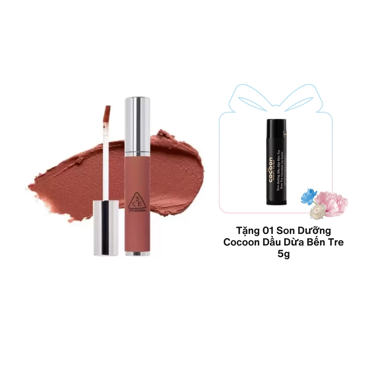 Son kem lì 3CE Hazy Lip Clay - Warm Brownie