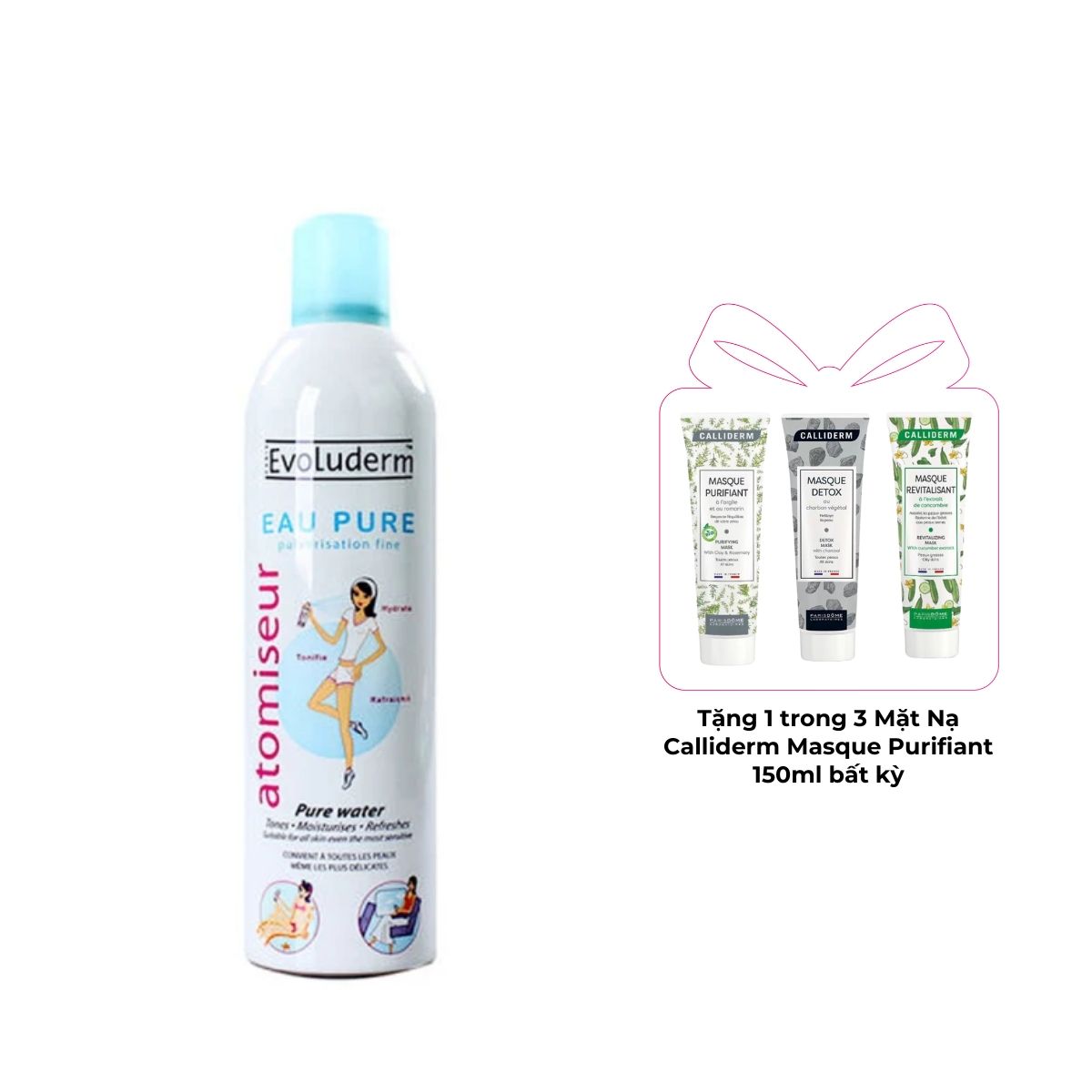 Xịt Khoáng Evoluderm Atomiseur Eau Pure Dưỡng Ẩm Cấp Nước & Làm Dịu Da 400ml