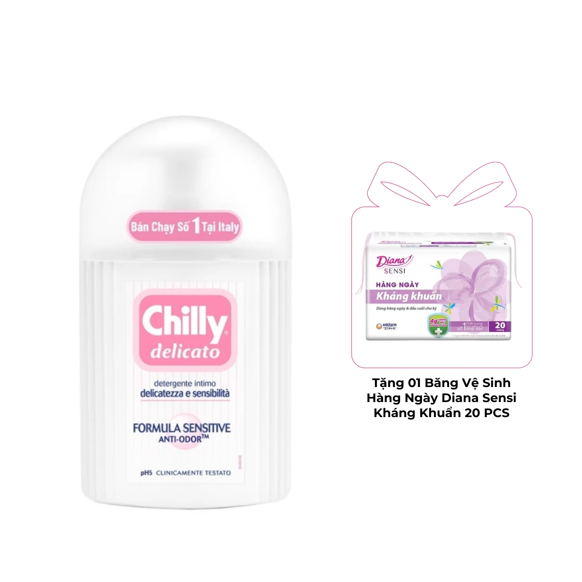 Dung Dịch Vệ Sinh Chilly Delicato Sạch Dịu Êm 200ml (Hồng)