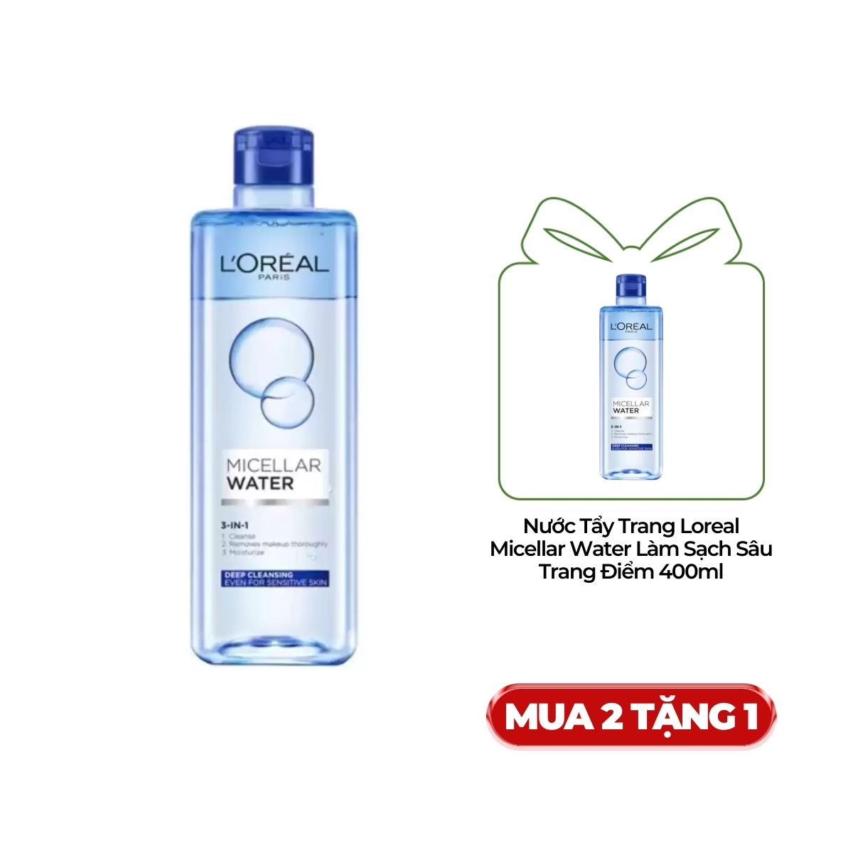 Nước Tẩy Trang L'Oreal Micellar Water Làm Sạch Sâu Trang Điểm 400ml