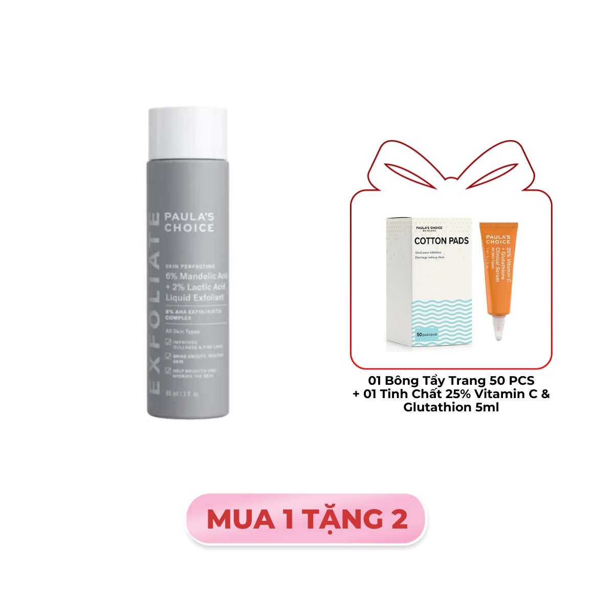 Dung Dịch Tẩy Da Chết Paula's Choice 6% Mandelic Acid + 2% Lactic Acid Dưỡng Ẩm Sáng Da & Làm Mờ Nếp Nhăn 88ml
