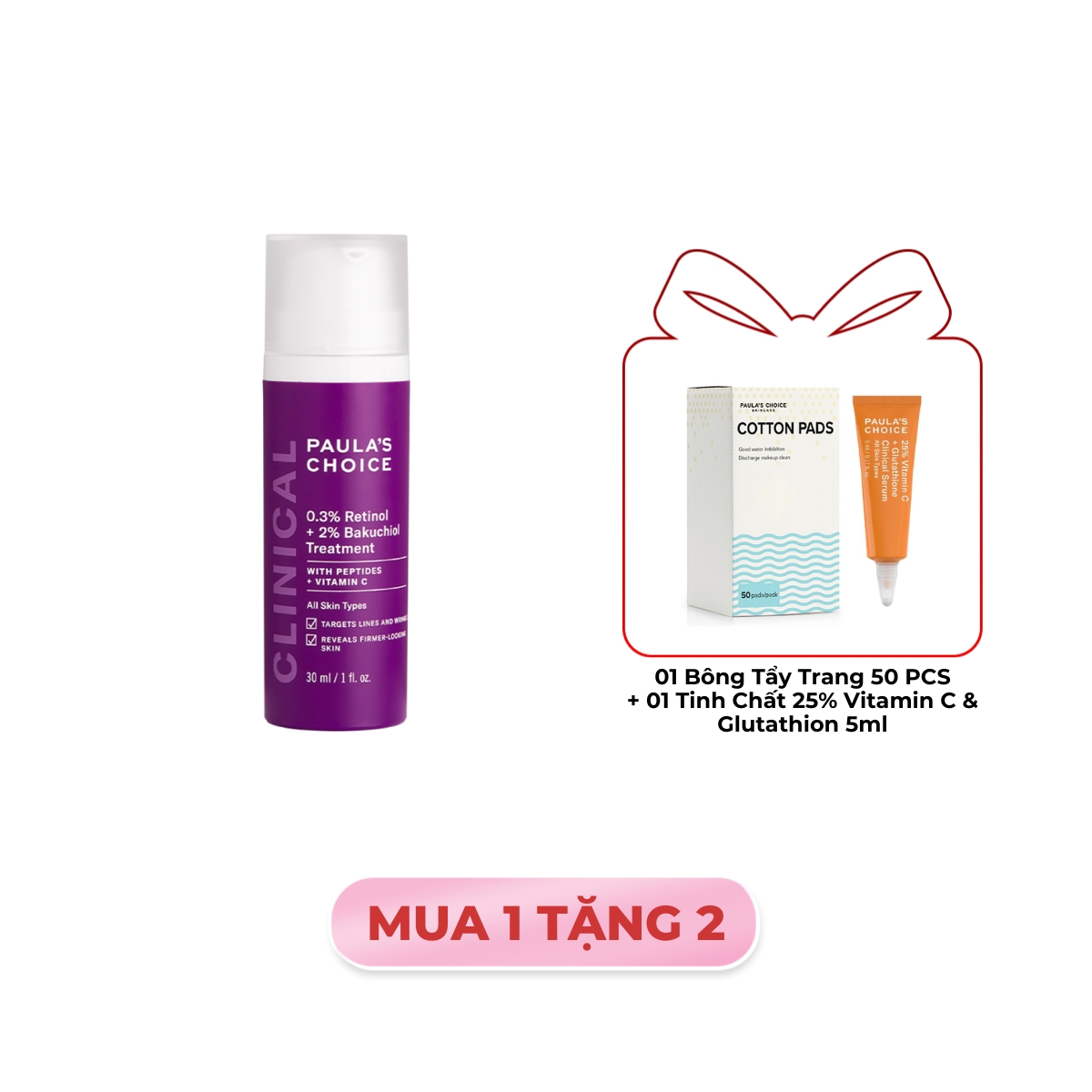 Tinh Chất Paula's Choice 0.3% Retinol + 2% Bakuchiol Treatment Ngăn Ngừa Lão Hóa Da 30ml