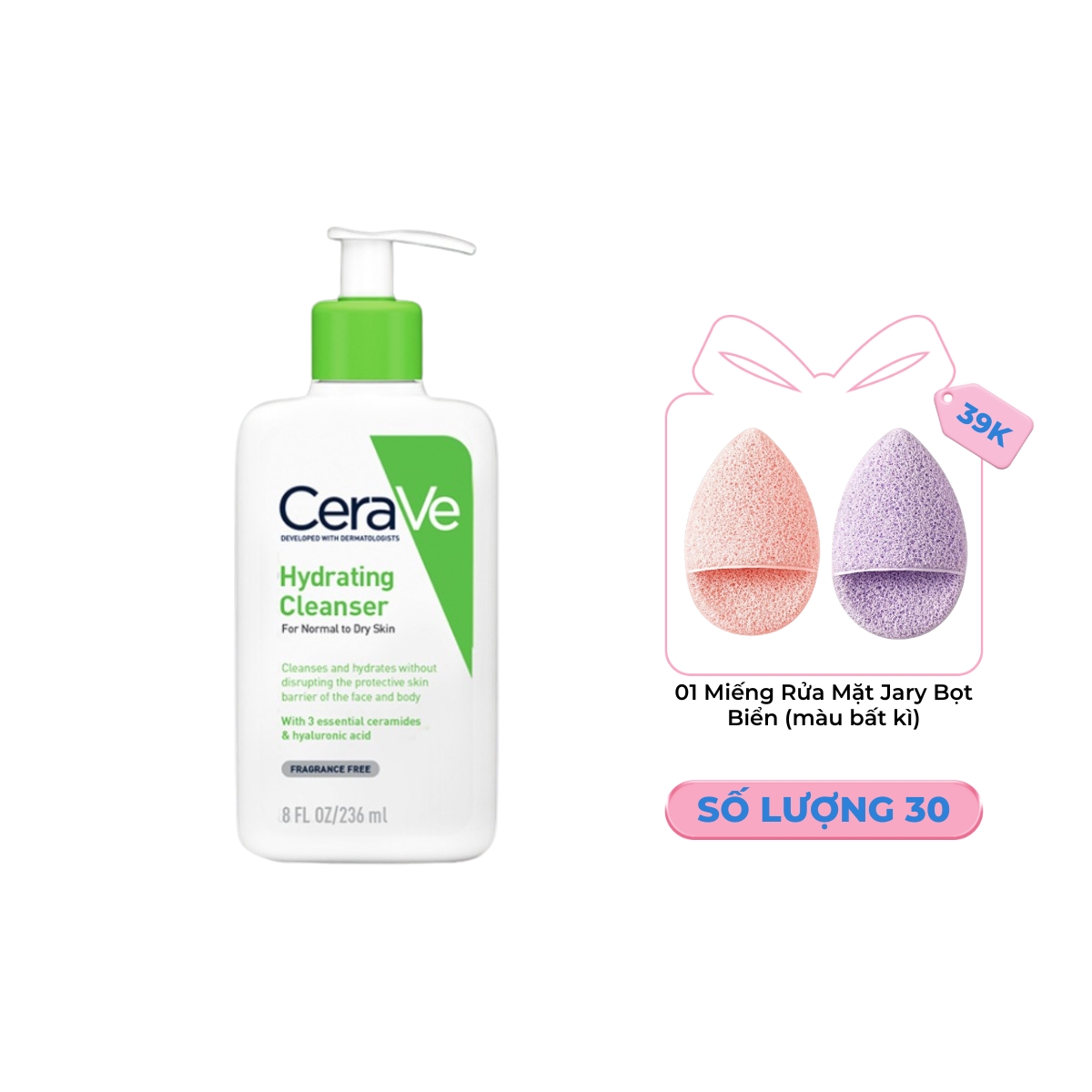 Sữa Rửa Mặt CeraVe Hydrating Facial Cleanser Màu Xanh Lá 236ml