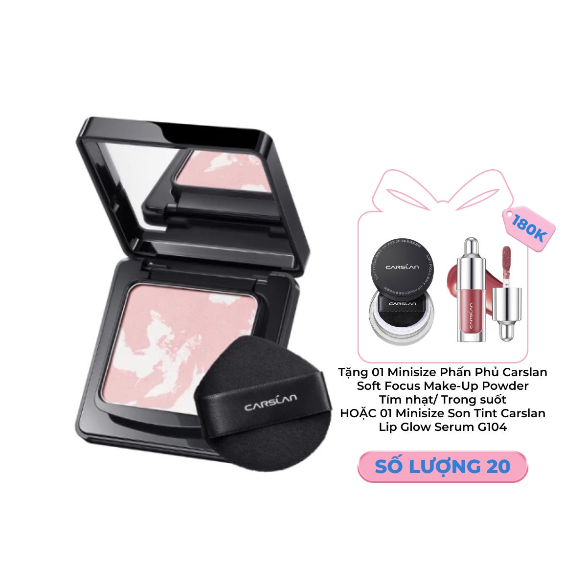 Phấn Phủ Carslan Black Magnetic Soft Mist Powder Dạng Nén 01 Hồng
