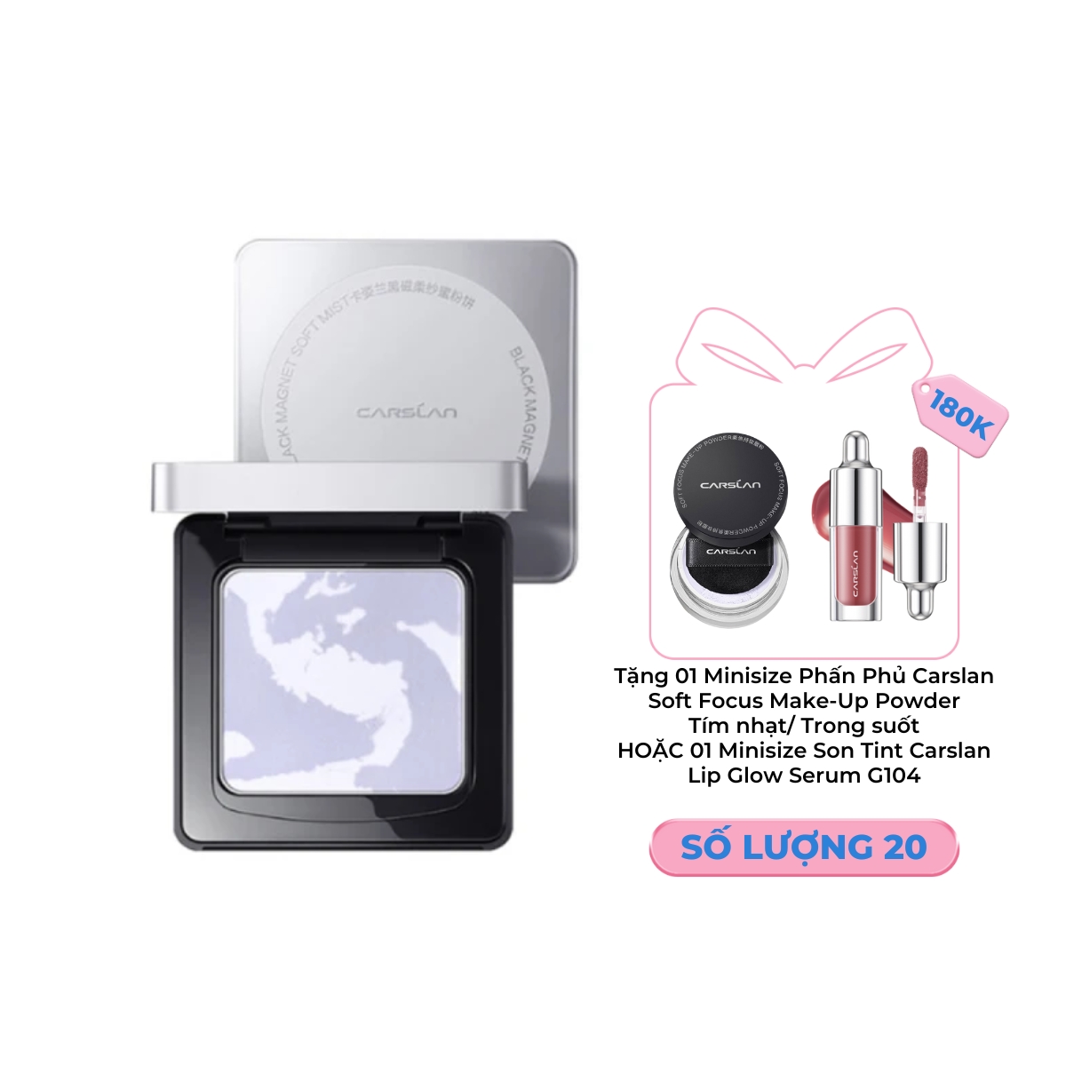 Phấn Phủ Carslan Black Magnet Soft Mist Powder Dạng Nén 02 Siêu Kiềm Dầu Tím