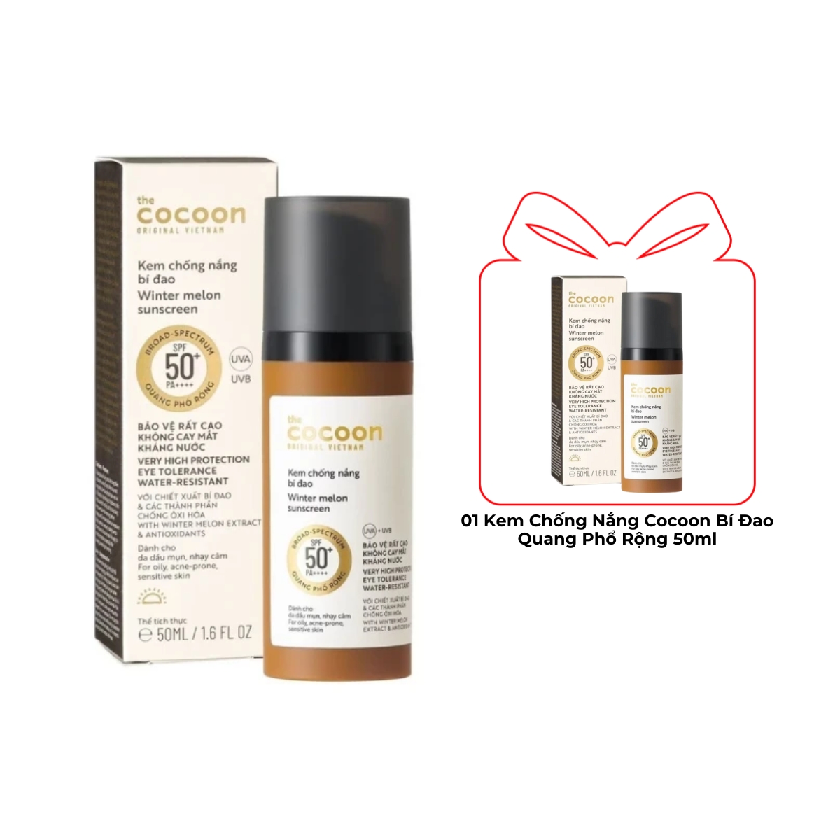 Kem Chống Nắng Cocoon Bí Đao Quang Phổ Rộng 50ml
