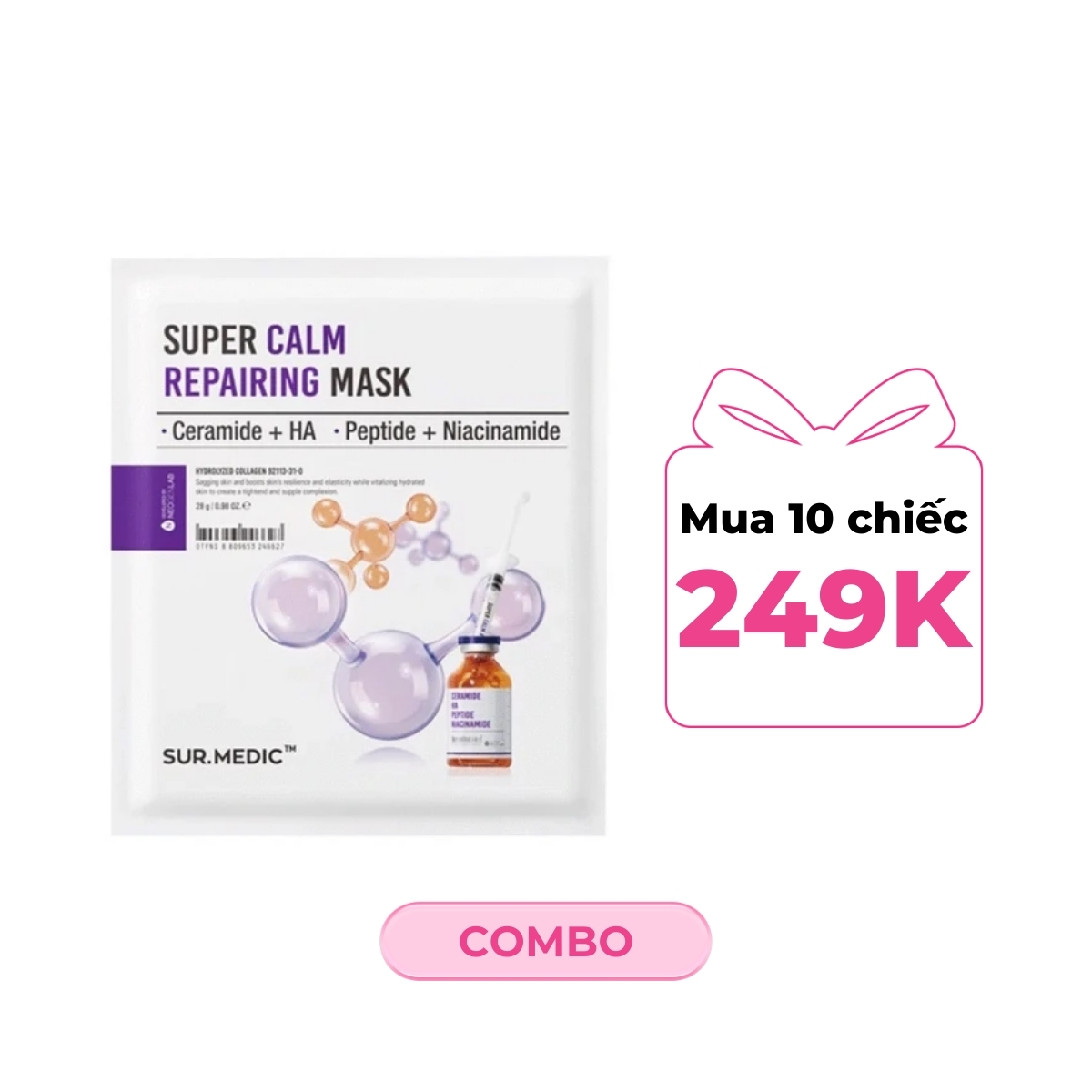 Mặt Nạ Sur.medic+ Super Calm Repairing Mask Phục Hồi, Làm Dịu Da Cấp Tốc 30g 1PCS
