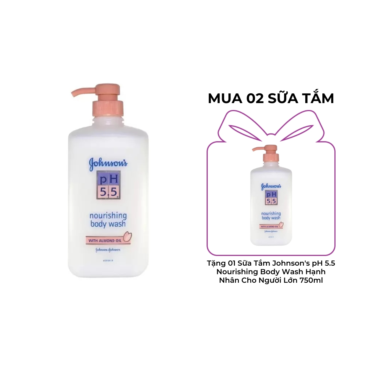 Sữa Tắm Johnson's pH 5.5 Nourishing Body Wash Hạnh Nhân Cho Người Lớn 750ml
