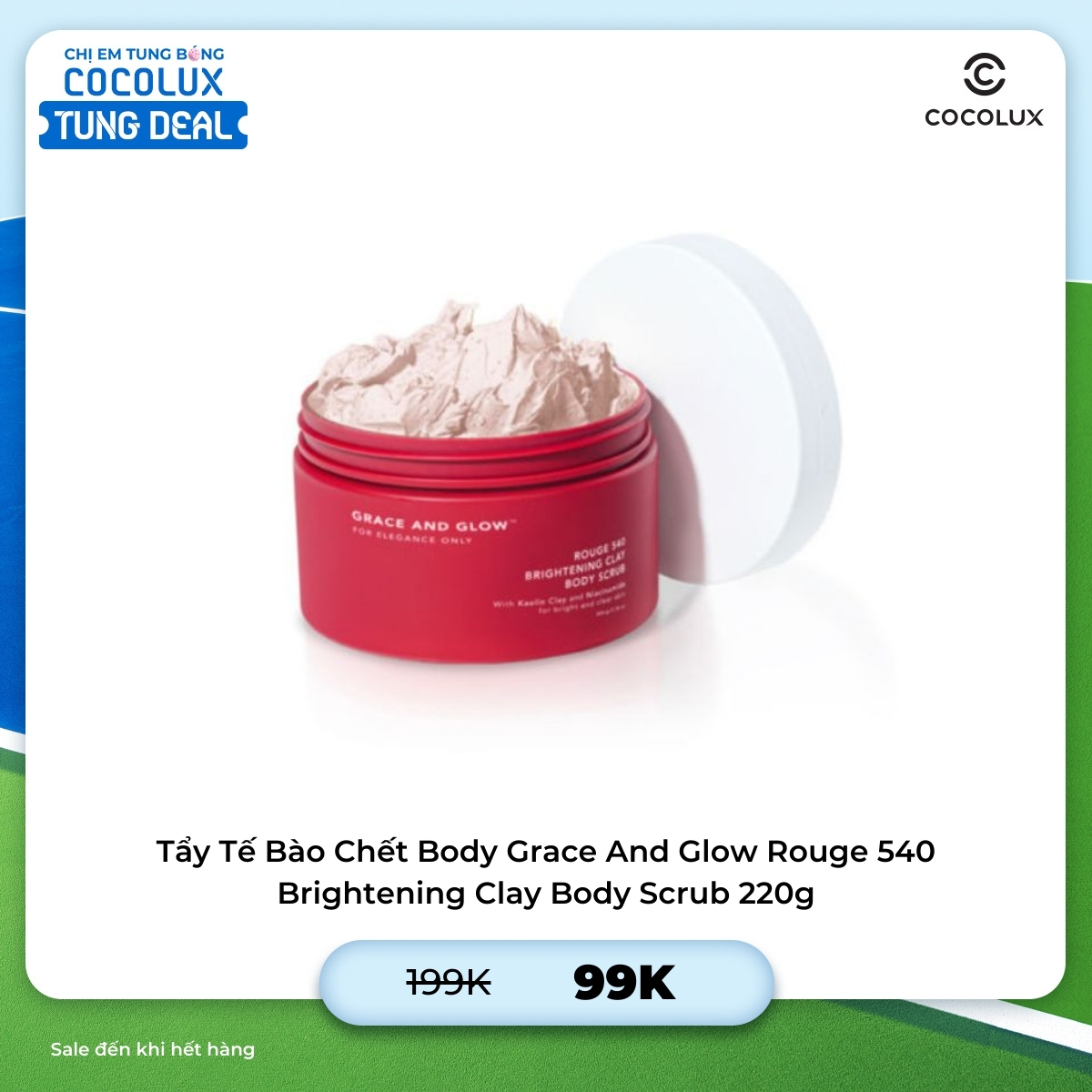 Tẩy Tế Bào Chết Body Grace And Glow Rouge 540 Brightening Clay Body Scrub 220g