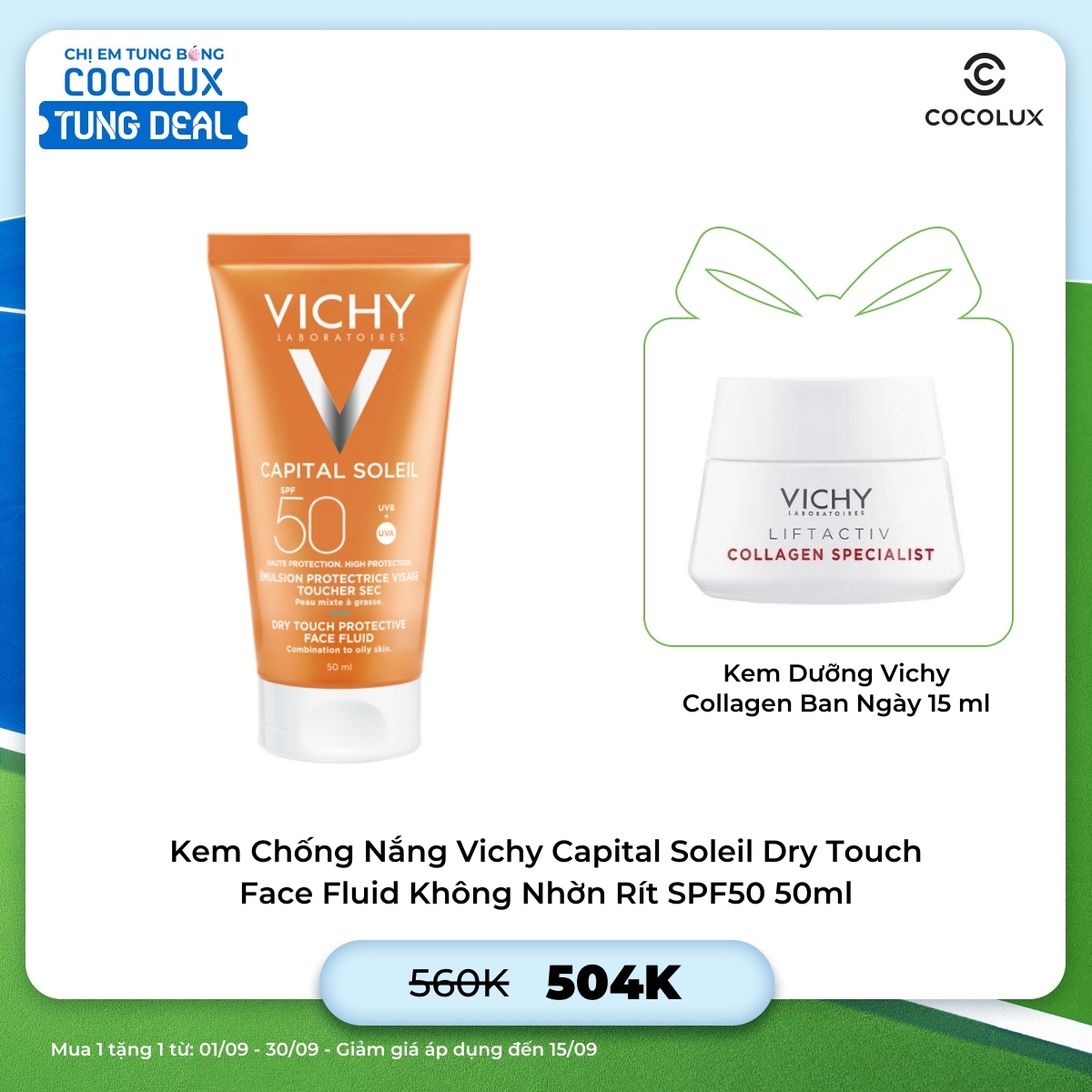 Kem Chống Nắng Vichy Capital Soleil Dry Touch Face Fluid Không Nhờn Rít SPF50 50ml