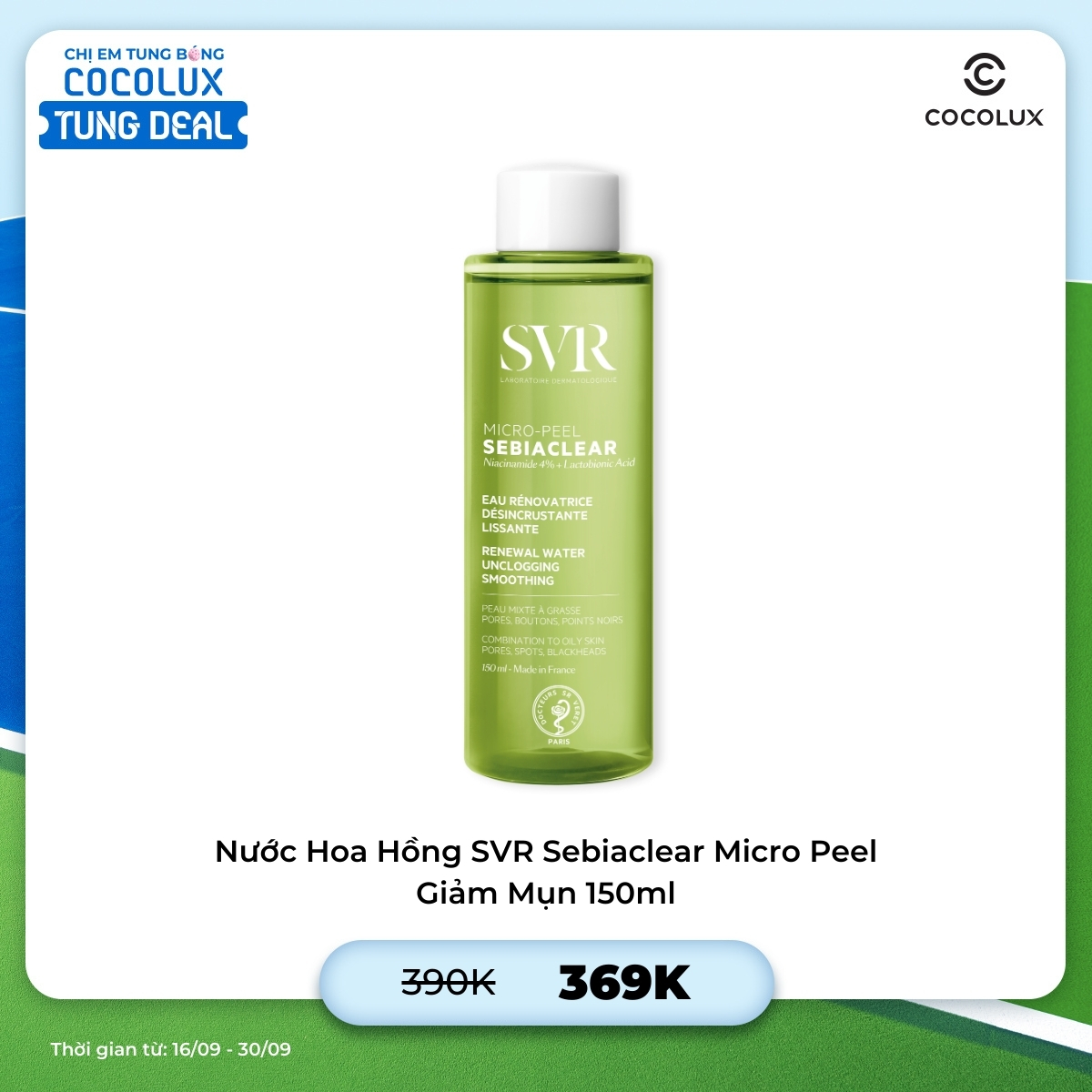 Nước Hoa Hồng SVR Sebiaclear Micro Peel Giảm Mụn 150ml