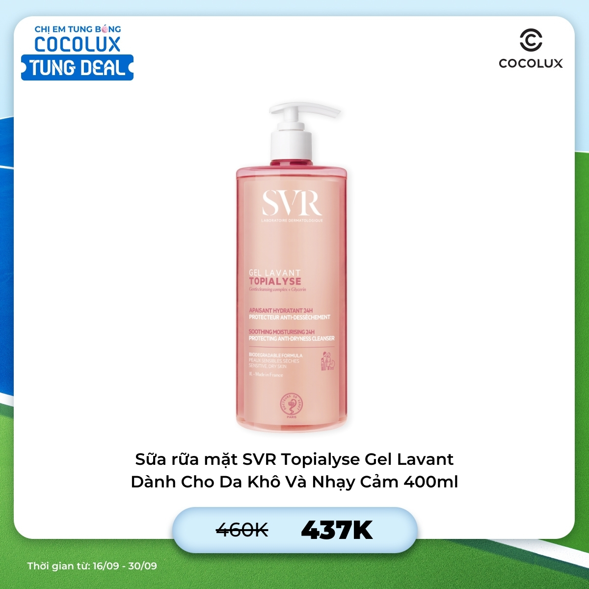 Sữa rữa mặt SVR Topialyse Gel Lavant Dành Cho Da Khô Và Nhạy Cảm 400ml