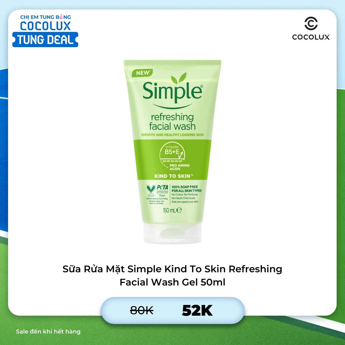 Sữa Rửa Mặt Simple Kind To Skin Refreshing Facial Wash Gel 50ml