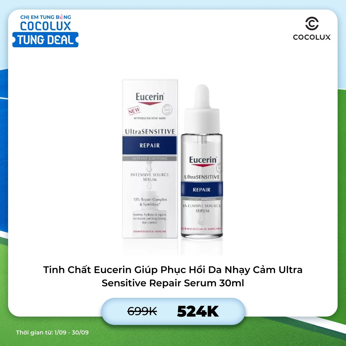 Tinh Chất Eucerin Giúp Phục Hồi Da Nhạy Cảm Ultra Sensitive Repair Serum 30ml