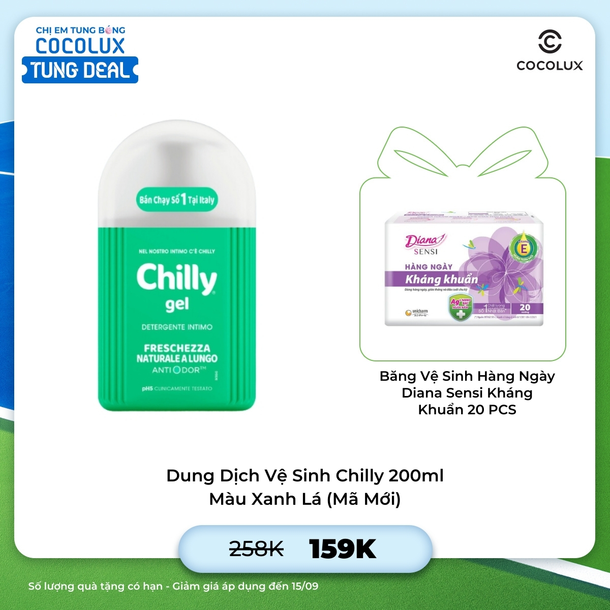 Dung Dịch Vệ Sinh Chilly 200ml - Màu Sắc:Xanh Lá - Tươi Mát (Mã Mới)