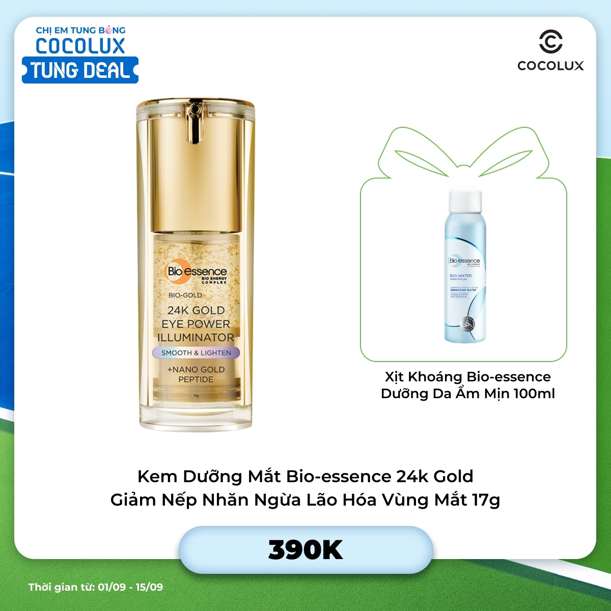 Kem Dưỡng Mắt Bio-essence 24k Gold Giảm Nếp Nhăn Ngừa Lão Hóa Vùng Mắt 17g