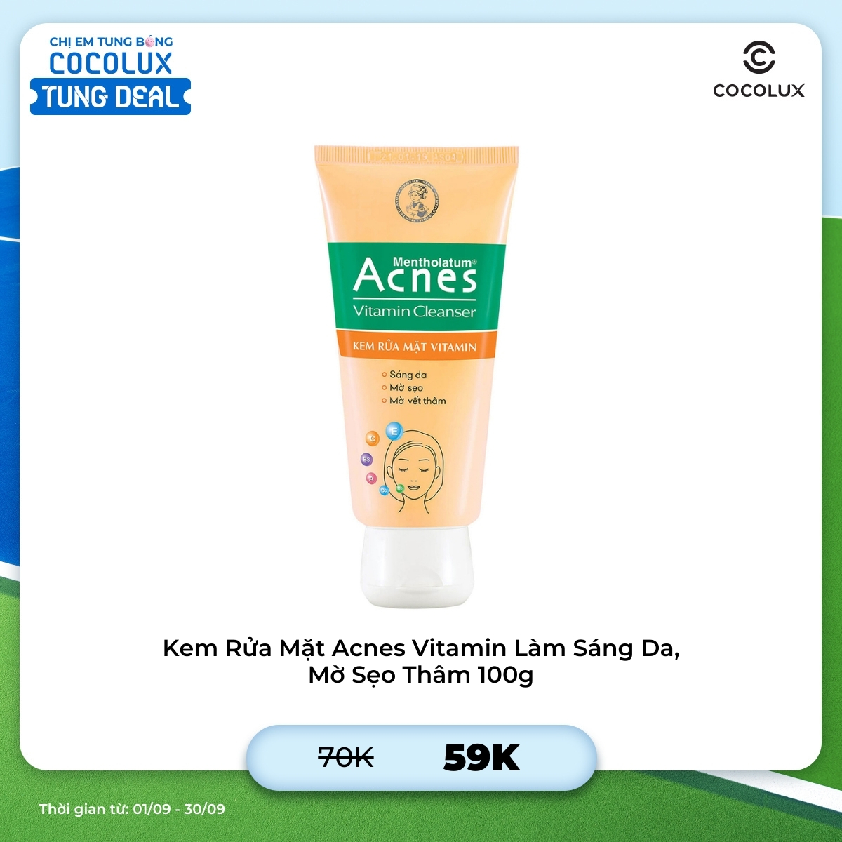 Kem Rửa Mặt Acnes Vitamin Làm Sáng Da, Mờ Sẹo Thâm 100g