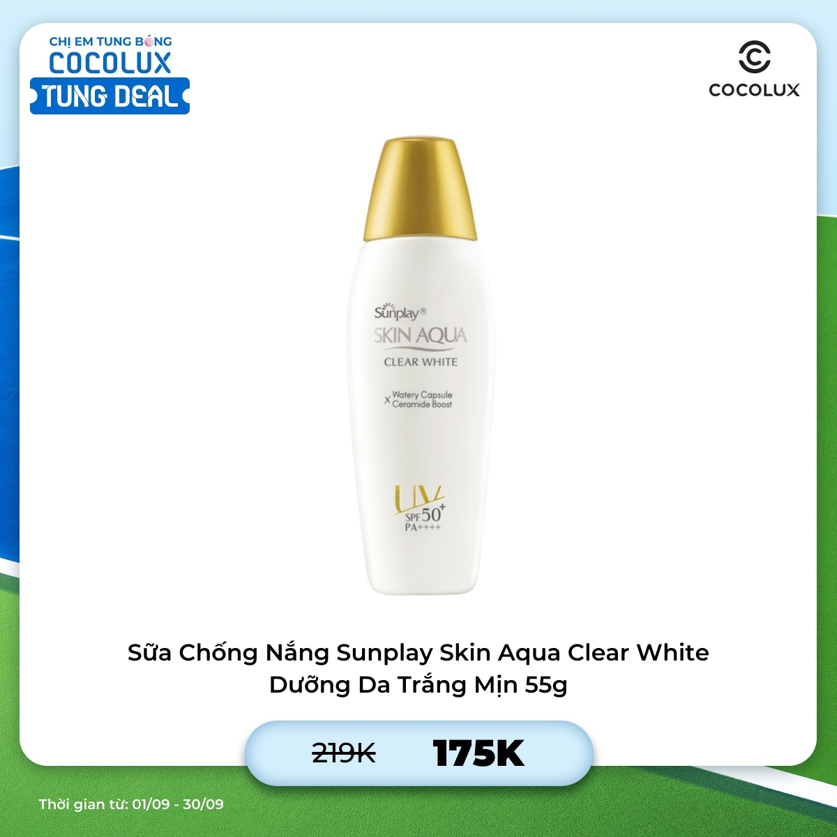 Sữa Chống Nắng Sunplay Skin Aqua Clear White SPF50+ PA++++ Dưỡng Da Trắng Mịn 55g