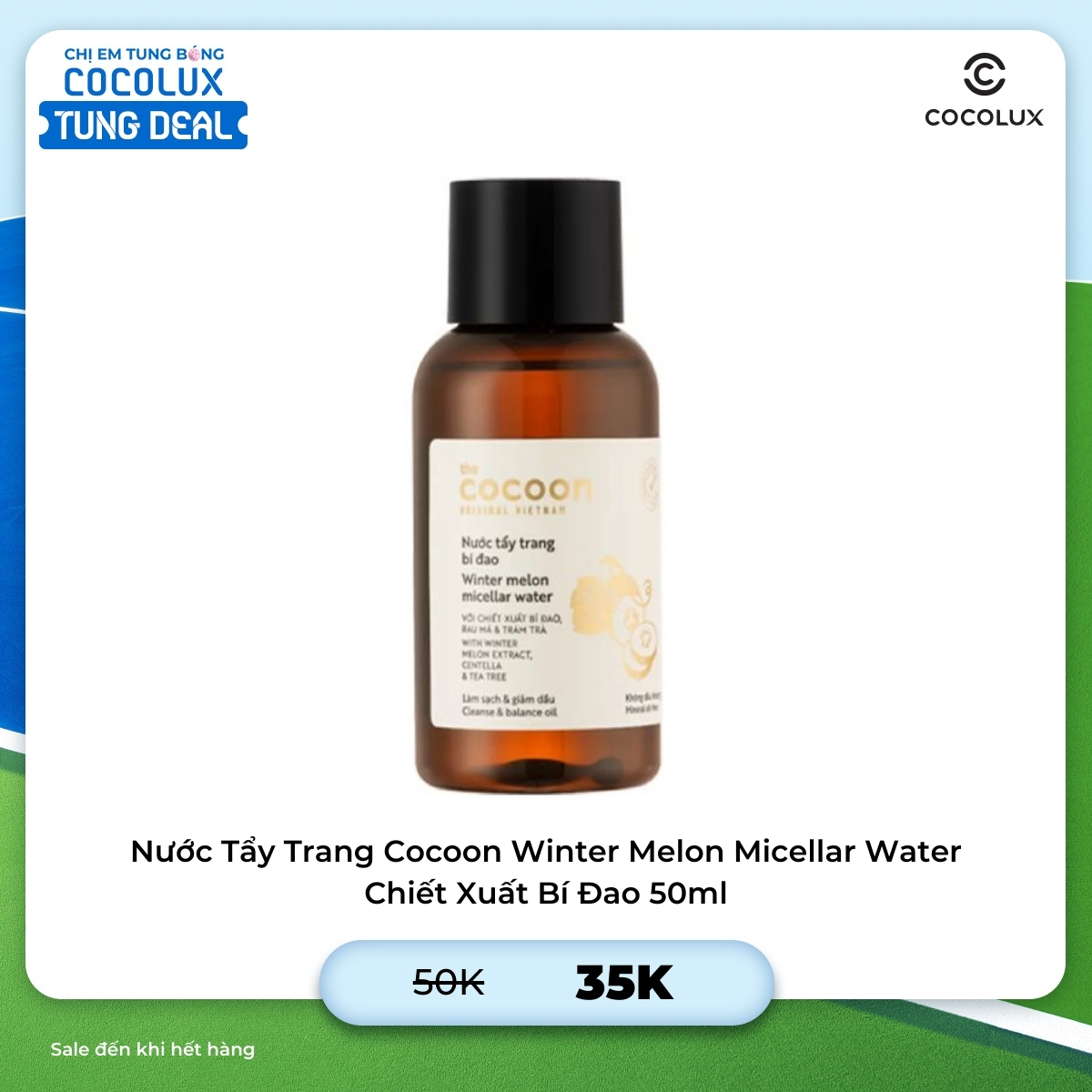 Nước Tẩy Trang Cocoon Winter Melon Micellar Water Chiết Xuất Bí Đao 50ml