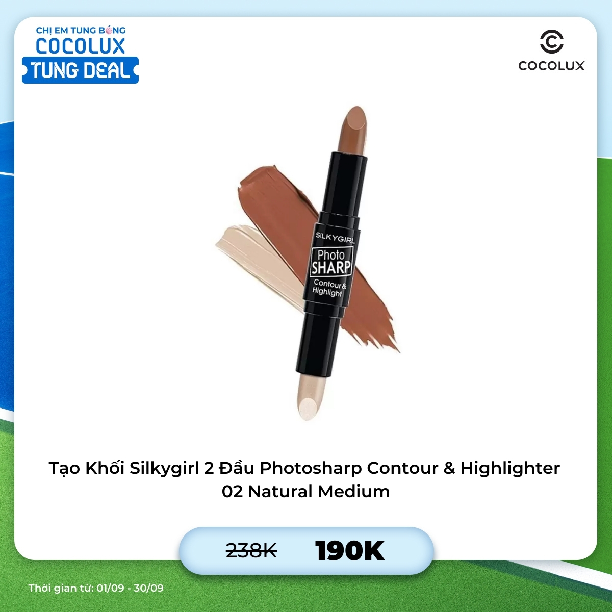 Tạo Khối Silkygirl 2 Đầu Photosharp Contour & Highlighter - 02 Natural Medium