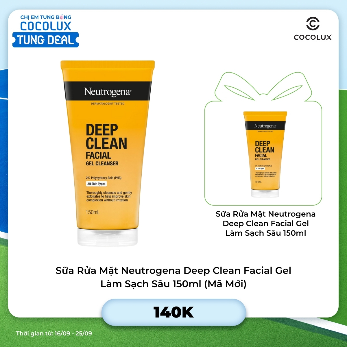 Sữa Rửa Mặt Neutrogena Deep Clean Facial Gel Làm Sạch Sâu 150ml (Mã Mới)