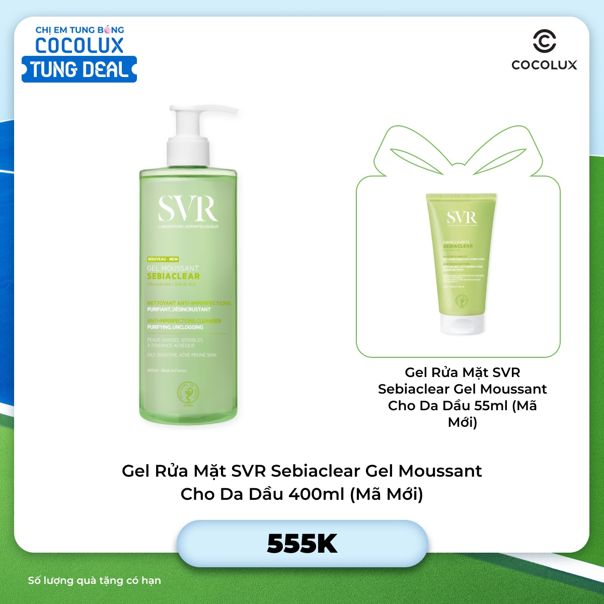 Gel Rửa Mặt SVR Sebiaclear Gel Moussant Cho Da Dầu 400ml (Mã Mới)