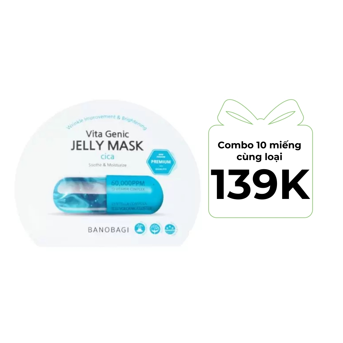 Mặt Nạ Banobagi Vita Genic Jelly Mask - Cica 30g (Xanh Ngọc)