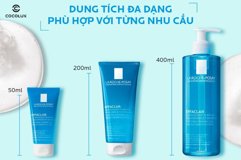 Gel rửa mặt La Roche-Posay Effaclar Purifying Foaming c&oacute; 3 size gi&uacute;p bạn dễ d&agrave;ng lựa chọn