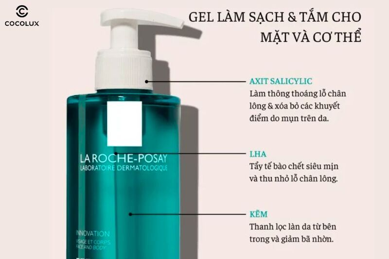 Th&agrave;nh phần ch&iacute;nh của Gel Rửa Mặt La Roche-Posay Effaclar Gel Purifying Micro-Peeling Giảm Mụn Cho Mặt, To&agrave;