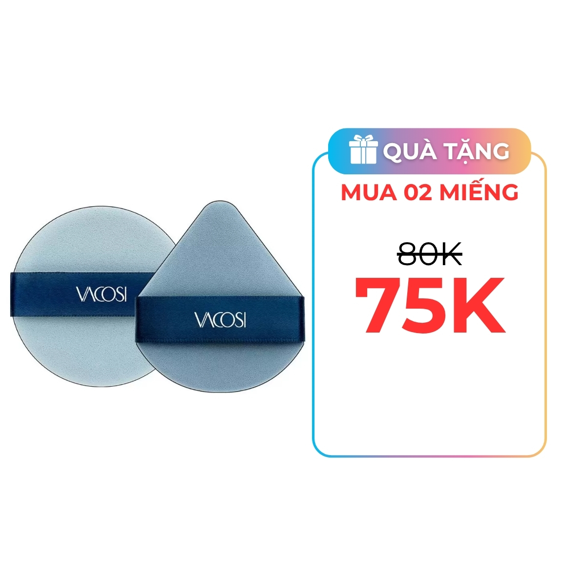 Bông Phấn Cushion 2 Mặt Vacosi - Xanh, Túi 2 cái
