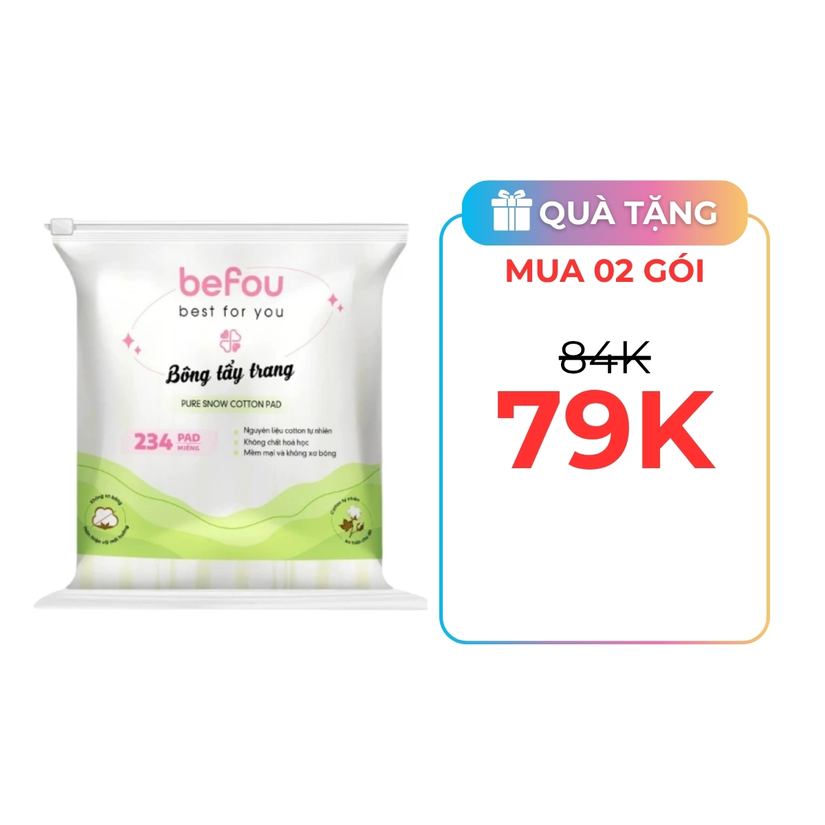 Bông Tẩy Trang Befou Pure Snow Cotton Pad 234 Miếng
