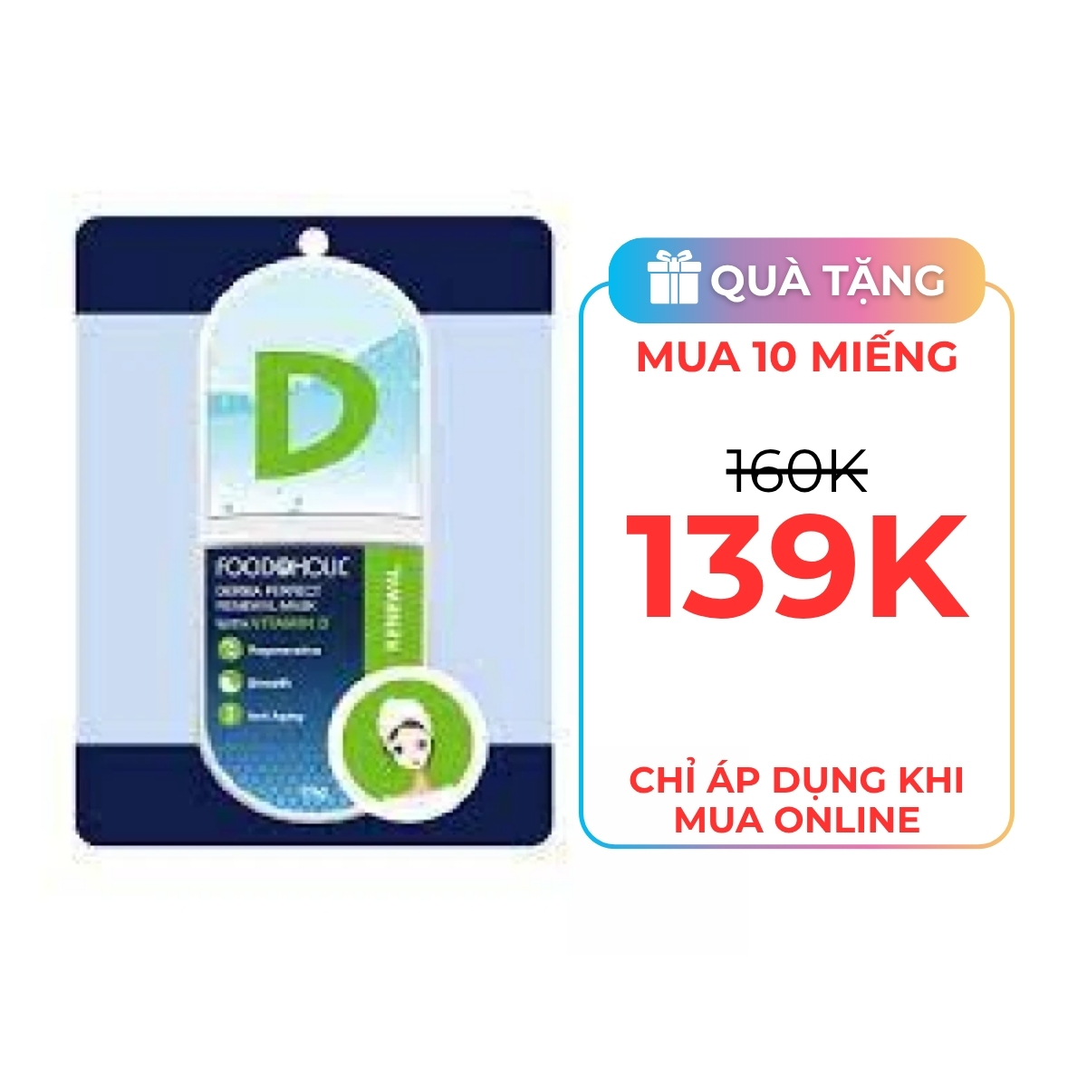 Mặt Nạ Food A Holic - Vitamin D Dưỡng Ẩm, Ngừa Mụn 1 PCS
