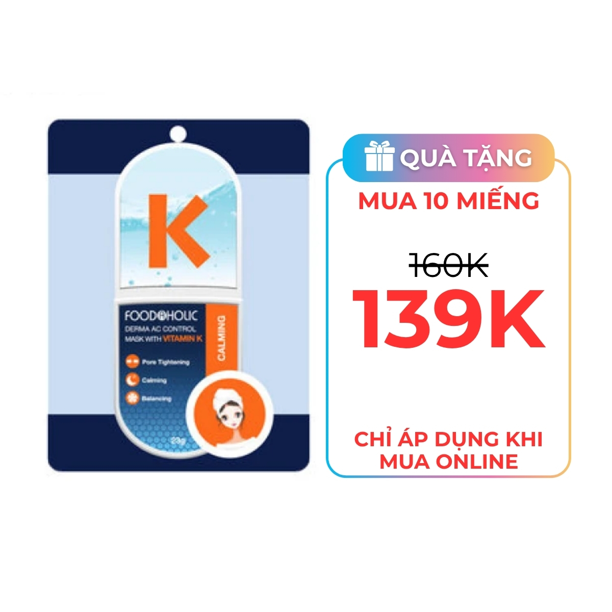 Mặt Nạ Food A Holic -  Vitamin K Tái Tạo Da, Giảm Sưng 1 PCS