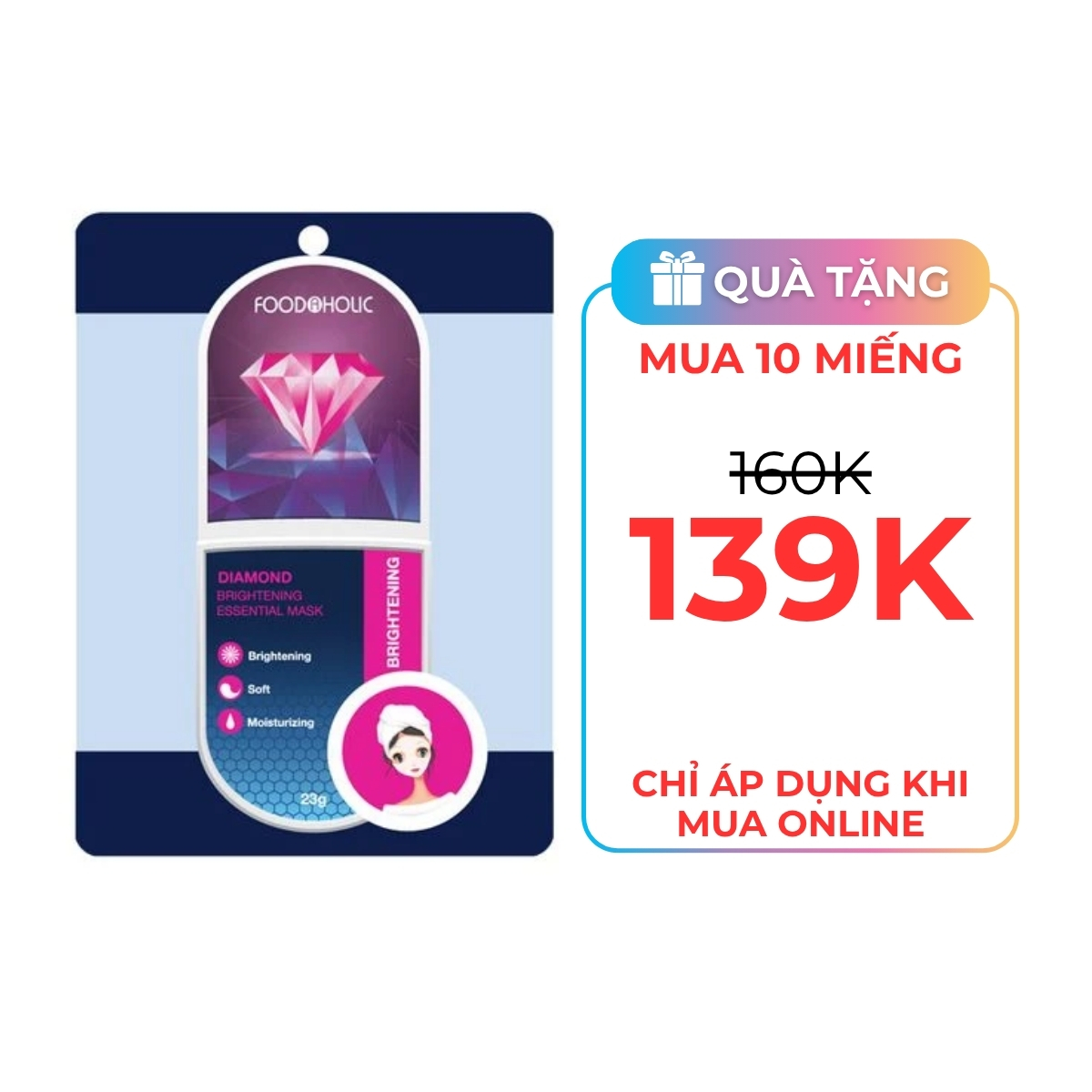 Mặt Nạ Food A Holic - Bột Kim Cương Dưỡng Trắng Sáng Da 23g 1PCS
