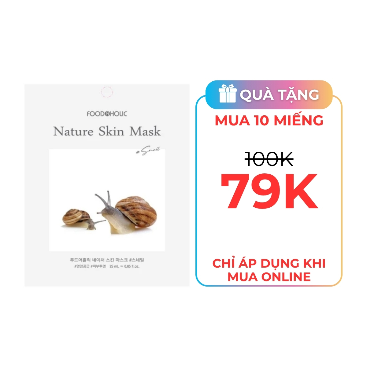 Mặt Nạ 3D Foodaholic Nature Skin Mask Ốc Sên 25ml